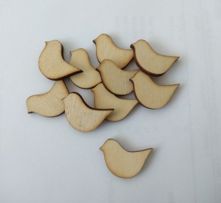 Drevený výrez vtáčik mini 10ks v balení/3cm