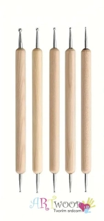 Bodkovacie náradie na embossing/5ks drevené